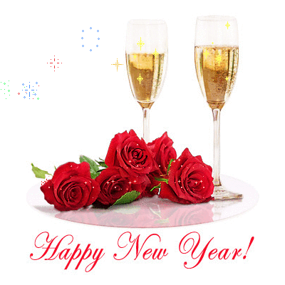 Błyszczące czerwone róże szczęśliwego nowego roku